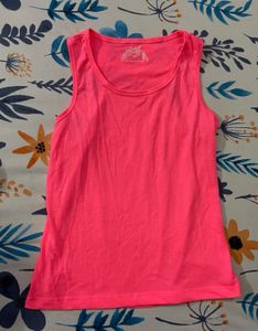 Pink Sleeveless Tank Top with white overtop
