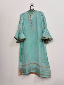 Embroidered Teal Palazzo Pants
