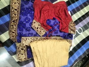 Stunning Royal Blue Floral Saree