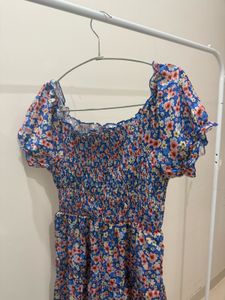 Stretchable Floral Print Mini Dress