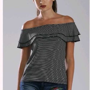 Striped Off-Shoulder Ruffle Top