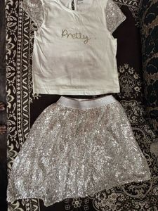 Sparkly Sequin Skirt &amp; "Pretty" Top Set