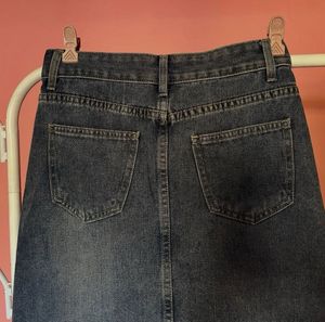 Denim Midi Skirt with Split