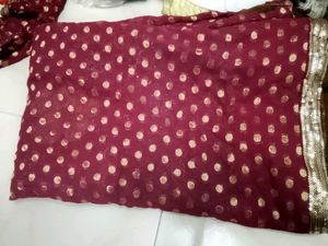 Embroidered Silk Saree net half fabr