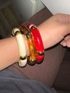 Trendy Chunky Resin & Gold Bracelet Stack