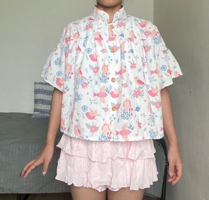 Floral Bird Print Top