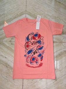 Graphic Print Peach T-Shirt