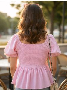 Pink Striped Peplum Top
