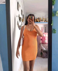 Orange Bodycon Mini Dress
