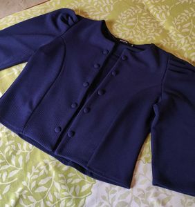 Velour Azure Cropped Blazer