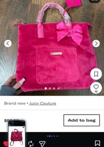 juicy couture Hot Pink Velvet Bow Tote Bag