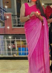 Beautiful Pink Striped Saree