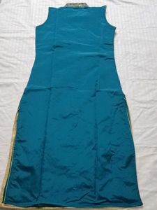 Teal Embroidered Ethnic Kurta