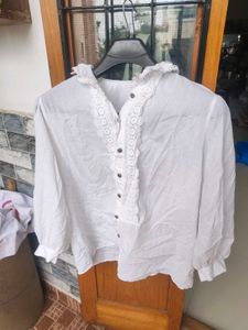 Vintage White Lace Trimmed Blouse