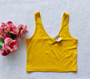 Shein : V-Neck Yellow Tank Top