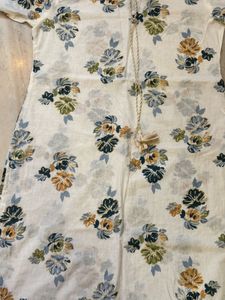 New Cream Floral Print Kurta