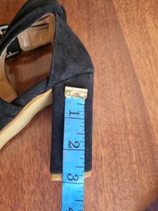 Suede Black Chunky Heels Wedges