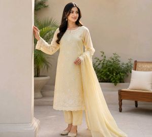 Elegant Cream Kurta Set with Dupatta