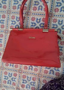Red Metallic Finish Hand Bag