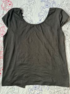 Chic Lace Trim Dark Grey Top