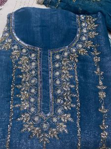Embellished Teal Kurta Set