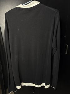 Men's Black &amp; White Long Sleeve Polo Shirt