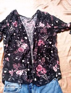 Elegant Floral Open Front Cardigan