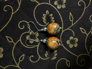 Hand-painted Wooden Bead Earrings