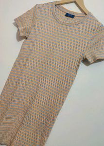 Yellow &amp; Black Striped Casual Dress For 34 Bust