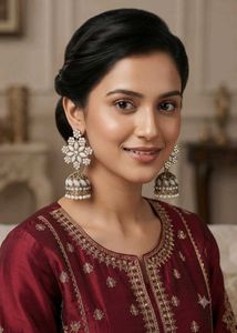 White jhumka with beads