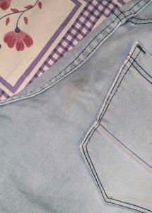 Light Blue High-Waist Button Detail Denim Jeans |