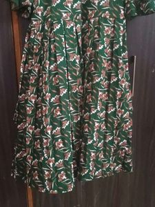 Green Floral Print Midi Dress