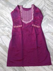 Elegant Purple Kurta Set with Mirror Work