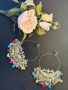 Meenakari work Chandbali earrings