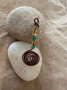 Unique Wire Wrapped Gemstone Pendant-  Copper
