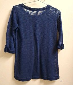 Blue Button-Up Tunic Top