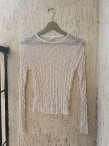 Sheer Crinkle Long Sleeve Top