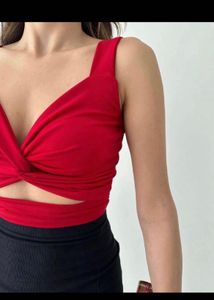 DATE PERFECT Red Cut out Sexy Chic Top