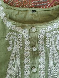 Embroidered Green Kurta