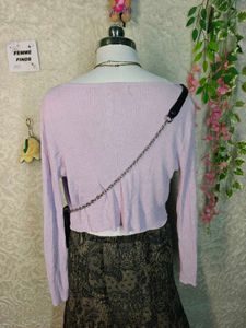 Cropped Cardigan with Button Detail