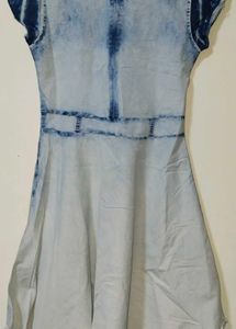 Light Blue Denim Look Fit &amp; Flare Dress | Casual W