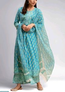 Beautiful Blue Block Print Kurta Set