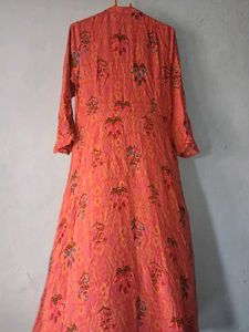 Orange Floral Print Kurta