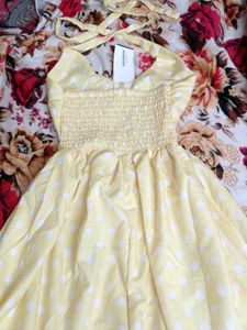 Yellow Polka Dot Halter Dress