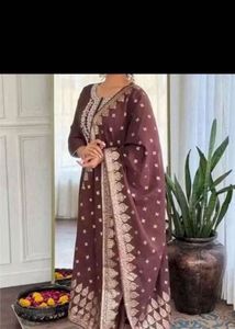 Elegant Brown Embroidered Kurta Set