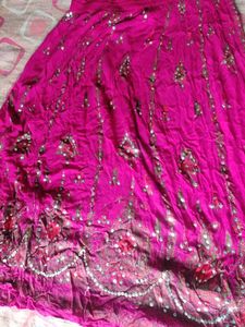 Rajasthani Pink Foil Mirror Work Skirt free size
