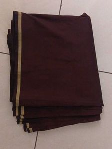 Elegant Brown Saree with Gold Border