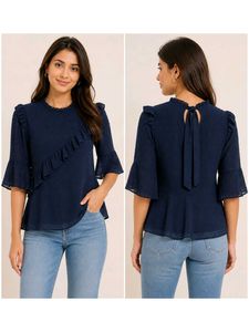 Stylish Blue Ruffled Top