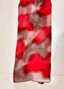 Vibrant Red Geometric Print Saree