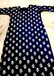 Elegant Navy Blue Printed Kurta